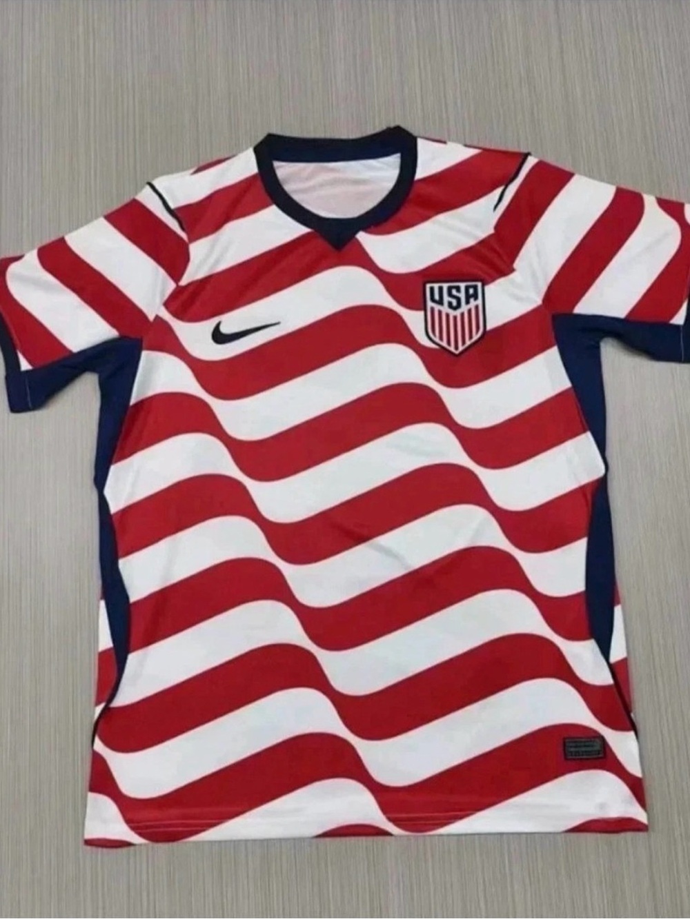 USA Red & White Striped Men's Soccer Jersey